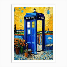 Tardis On The Terrace At Arles - Van Gogh inspired Art Print 14 Art Print