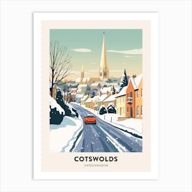 Vintage Winter Travel Poster Cotswolds United Kingdom 3 Art Print