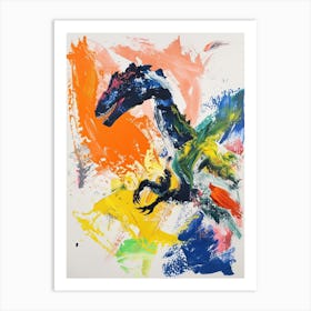 Abstract Colourful Dinosaur Brushstroke Art Print