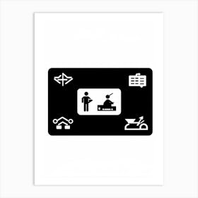 Black Icon Interface Representing Various Sectors Including Transportation Medicine Mobile School (2) Art Print