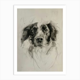 Nederlandse Kooikerhondje Dog Charcoal Line 1 Art Print