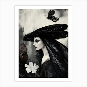 Lady With Butterflies Art Print