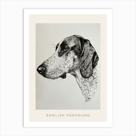 English Foxhound Dog Line Sketch 2 Poster Art Print