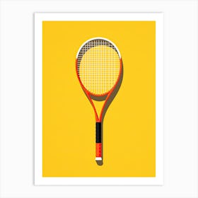Tennis Racket On A Yellow Background Art Print
