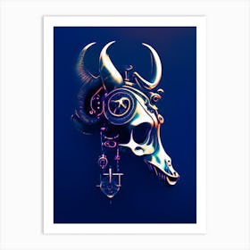 Animal Skull Navy Stream Punk Art Print