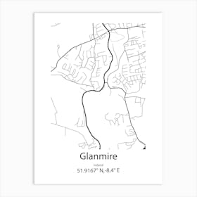 Glanmire,Ireland Minimalist Map Art Print