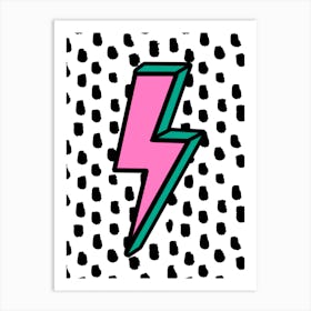 Pink & Green Lightning Bolt Art Print