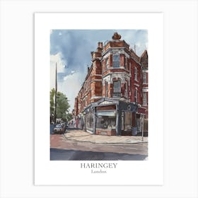 Haringey London Borough   Street Watercolour 1 Poster Art Print