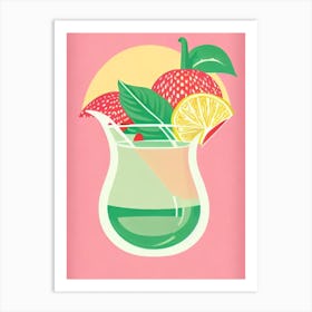 Strawberry Daiquiri Retro Pink Cocktail Poster Art Print