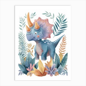 Pastel Watercolour Protoceratops Dinosaur  2 Art Print