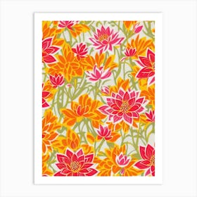 Lotus Floral Print Warm Tones1 Flower Art Print