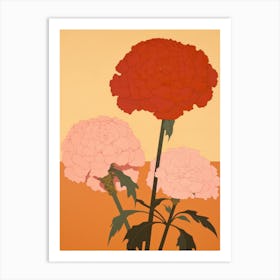 Marigolds Flower Big Bold Illustration 4 Art Print