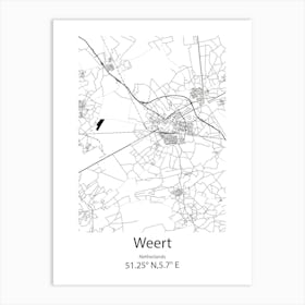 Weert,Netherlands Minimalist Map Art Print