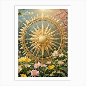 Golden Sun Wheel no1 Art Print