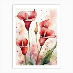 Red Calla Lily Flowers 2. Art Print