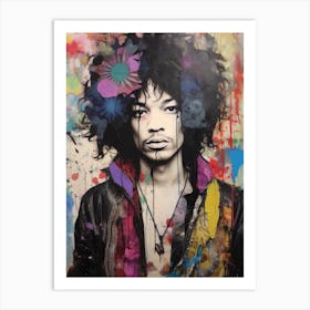 Jimi Hendrix Abstract Portrait 15 Art Print