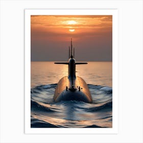 Submarine At Sunset -Reimagined 5 Art Print