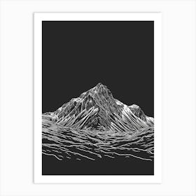 Beinn Ghlas Mountain Line Drawing 1 Art Print