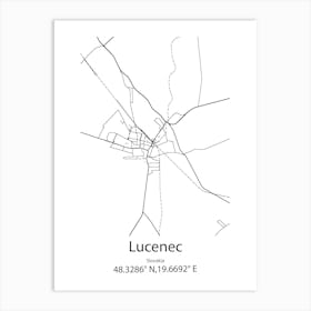 Lucenec,Slovakia Minimalist Map Art Print