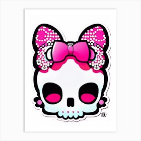 Skull With Pop Art Influences Pink Kawaii Art Print