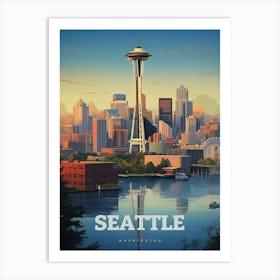 Seattle Living Room Vintage Retro Art Print