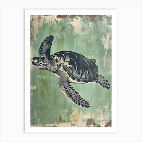 Vintage Sea Turtles Silkscreen Inspired 1 Art Print