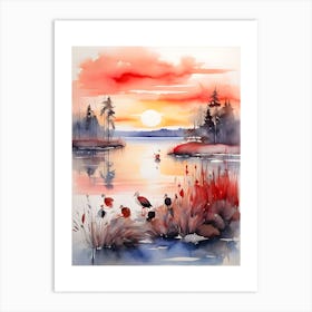 Sunset By The Lake 1 Art Print