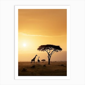 Giraffes In The Savannah Art Print