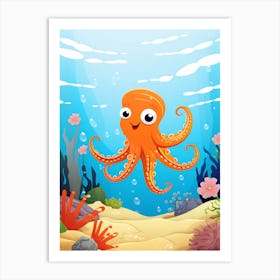 Day Octopus Flat Kids Illustration 2 Art Print