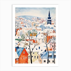 Winter Snow Stockholm   Sweden Snow Illustration 2 Art Print