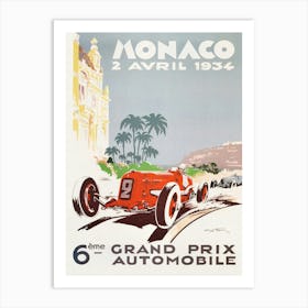 Vintage Monaco 2 Avril 1934 Art Print