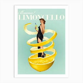 Buono Limoncello Lemon Italian Retro Art Print