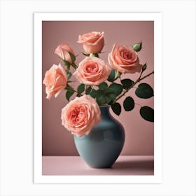 A Vase Of Pink Roses 5 Art Print