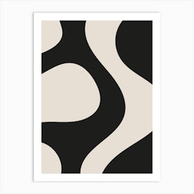 Beige And Black Minimalist Abstract Art Art Print