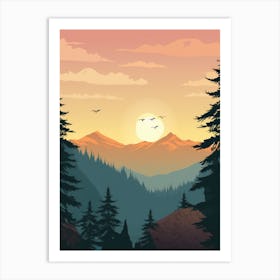 Sunset Over The Mountains 1 Art Print