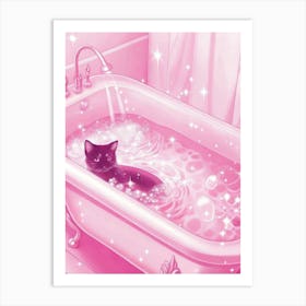 Cat In Bathtub 1 Art Print