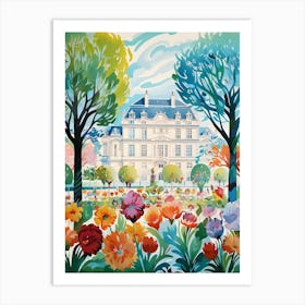 Luxembourg Gardens France Modern Illustration 4 Art Print