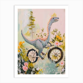 Dinosaur On A Bike Painting 4 Art Print