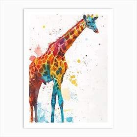 Giraffe Colourful Watercolour 4 Art Print