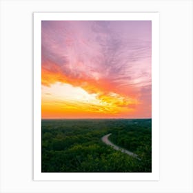 A Watercolor Creation Rich With Springs Flush Of Colors Backlit By The Glow Of The Summer Sunset (3) Art Print