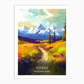 Denali National Park Travel Poster Illustration Style 3 Art Print