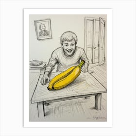 Default Draw Me A Banana Peel Slipping On A Human The Tables H 1 Art Print