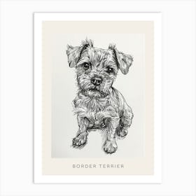 Border Terrier Dog Line Sketch 3 Poster Art Print