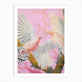 Pink Ethereal Bird Painting Hoopoe 4 Art Print