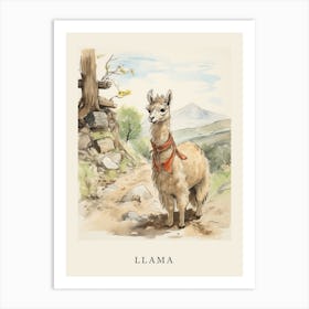 Beatrix Potter Inspired  Animal Watercolour Llama 3 Art Print