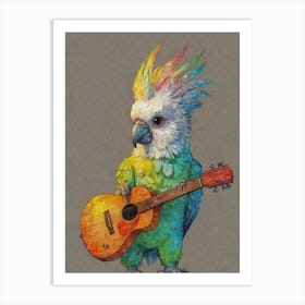 Parrot Playing Guitar 1 Art Print