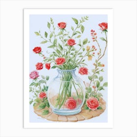 Roses In A Vase 4 Art Print