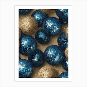 Blue And Gold Disco Balls Art Print