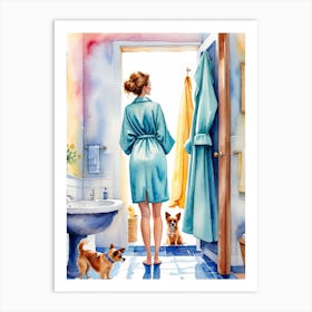 Woman In A Bathrobe Art Print