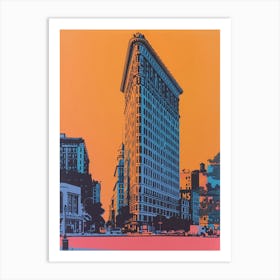 Flatiron Building New York Colourful Silkscreen Illustration 2 Art Print